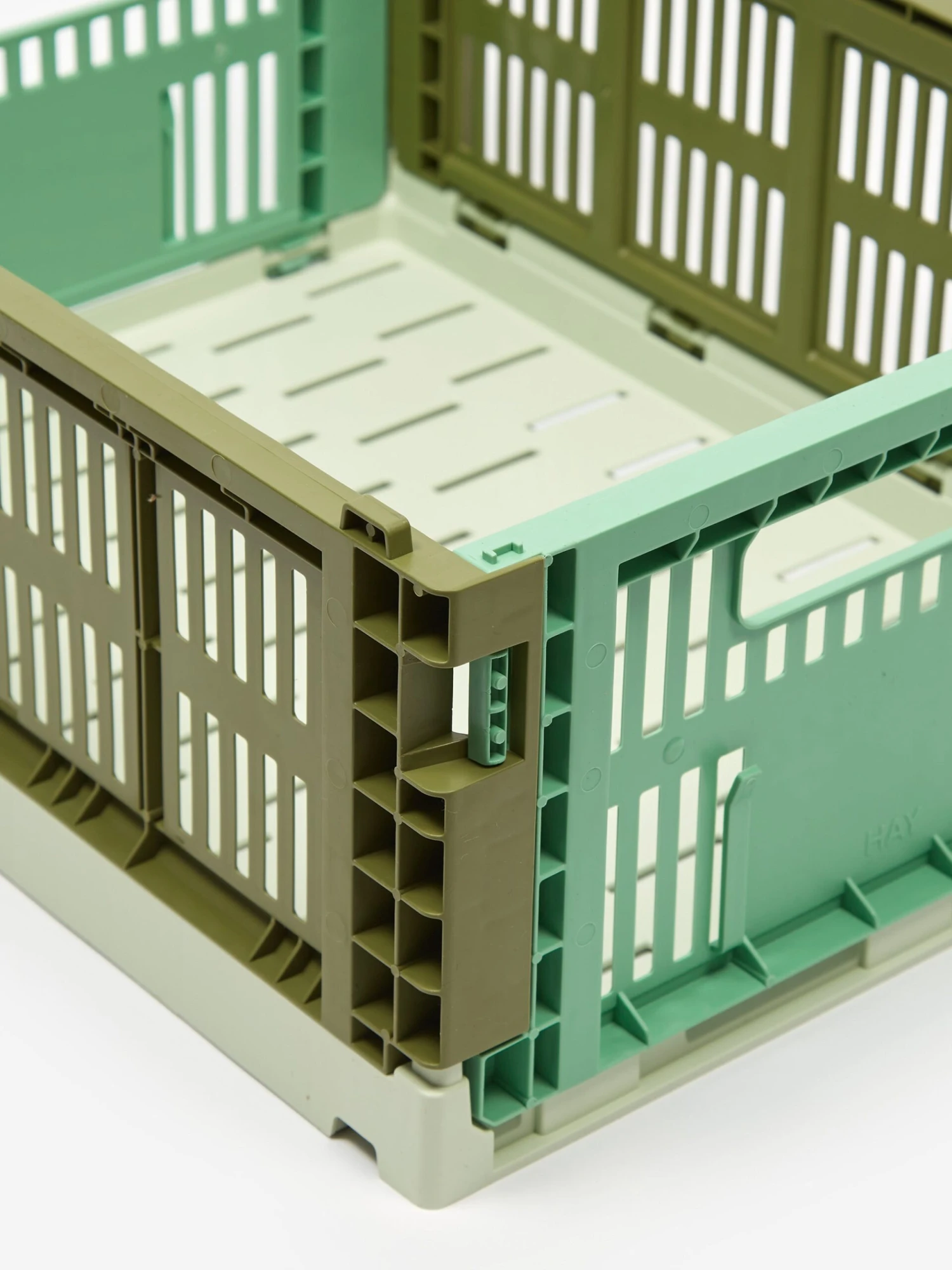 HAY Recycled Colour Crate Mix - Medium - Olive/Dark Mint 2 HAY Recycled Colour Crate Mix - Medium - Olive/Dark Mint - Image 2