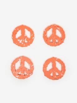 Space Available Upcycled Plastic Peace Coaster - Set Of 4 - Orange