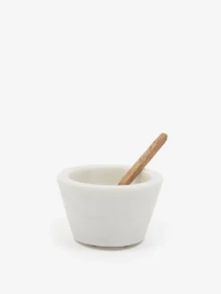 Broste Copenhagen Marina Bowl With Spoon - Marble/Mango Wood