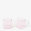 HAY Borosilicate Mug Set Of 2 - Pink With White Handle