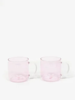 HAY Borosilicate Mug Set Of 2 - Pink With White Handle