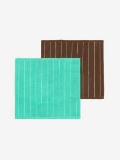 HAY Canteen Dish Cloth Set Of 2 - Chocolate/Emerald