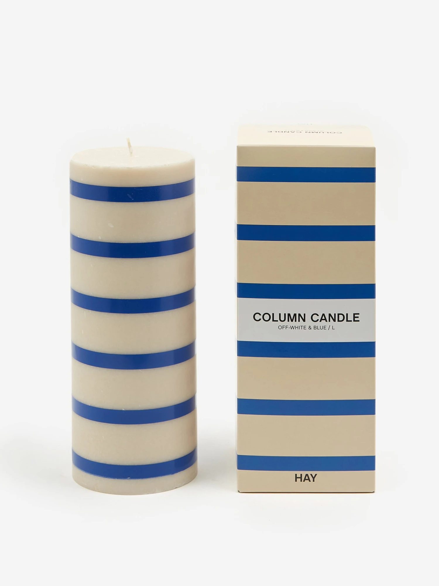 HAY Column Candle - Large - Off-White And Blue 4 HAY Column Candle - Large - Off-White And Blue - Image 4