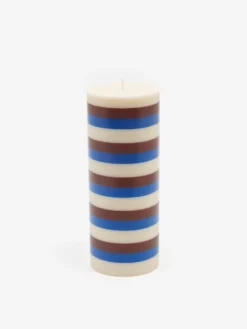 HAY Column Candle - Medium - Off-White, Brown And Blue