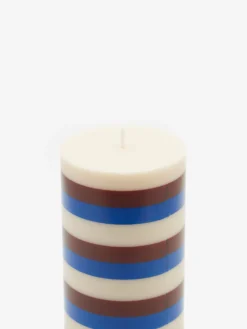 HAY Column Candle - Medium - Off-White, Brown And Blue -Fine Household Products HAY COLUMN CANDLE MEDIUM OFF WHITE BROWN AND BLUE AW23 GOODHOOD 2 scaled