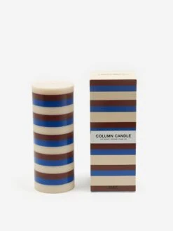 HAY Column Candle - Medium - Off-White, Brown And Blue -Fine Household Products HAY COLUMN CANDLE MEDIUM OFF WHITE BROWN AND BLUE AW23 GOODHOOD 3