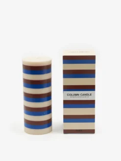 HAY Column Candle - Medium - Off-White, Brown And Blue -Fine Household Products HAY COLUMN CANDLE MEDIUM OFF WHITE BROWN AND BLUE AW23 GOODHOOD 3 scaled