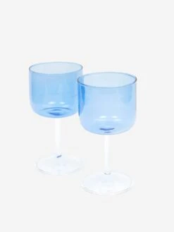 HAY Tint Wine Glass Set Of 2 - Blue And Clear 6 HAY Tint Wine Glass Set Of 2 - Blue And Clear -Fine Household Products HAY TINT WINE GLASS SET OF 2 BLUE AND CLEAR AW23 GOODHOOD 2