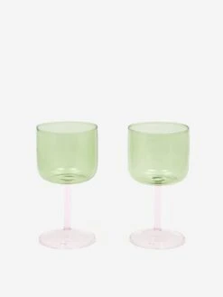 HAY Tint Wine Glass Set Of 2 - Green And Pink