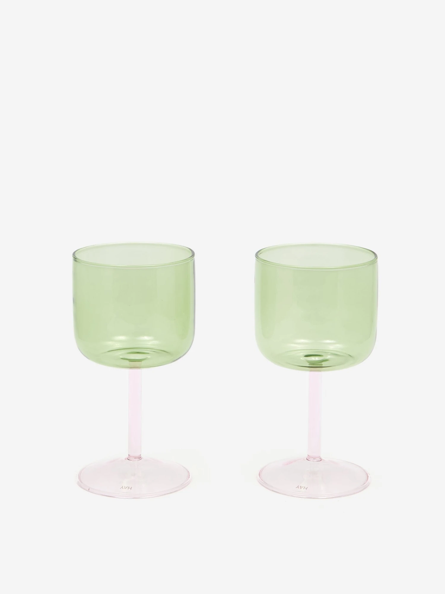 HAY Tint Wine Glass Set Of 2 - Green And Pink 1 HAY Tint Wine Glass Set Of 2 - Green And Pink