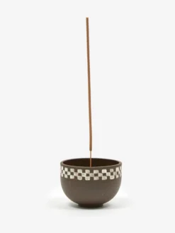 Mellow Incense Bowl Medium - Dark Brown Half Check Outside -Fine Household Products MELLOW INCENSE BOWL MEDIUM DARK BROWN HALF CHECK OUTSIDE SS21 GOODHOOD 64370 38a7c34f 65a5 4a32 984b 3de90b8ba053 scaled