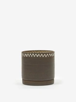 Mellow NYC Short Stout Planter - Dark Brown Small Embossed Painted Check