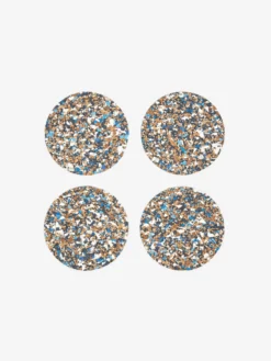 Yod And Co Speckled Cork Set Of 4 Drink Coasters - Blue