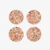 Yod And Co Speckled Cork Set Of 4 Drink Coasters - Red
